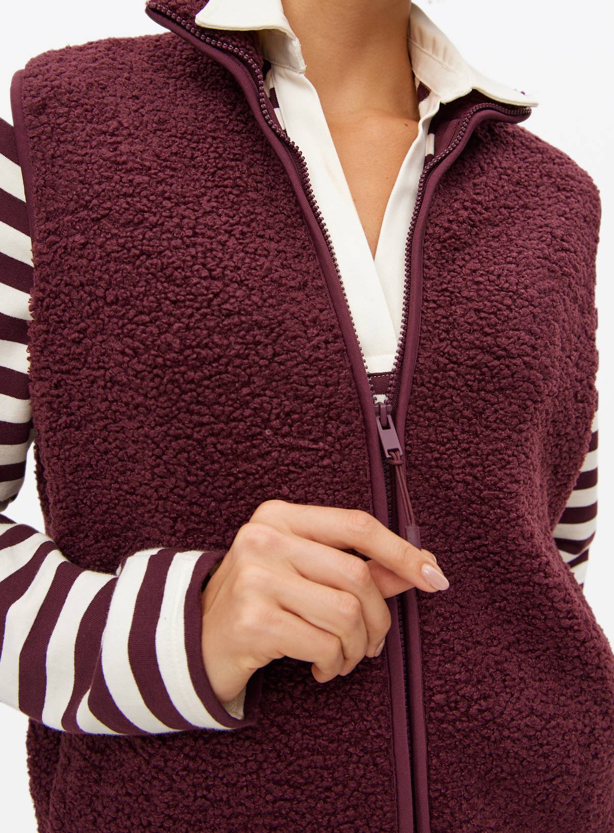 Burgundy Borg Fleece Gilet S - Image 3